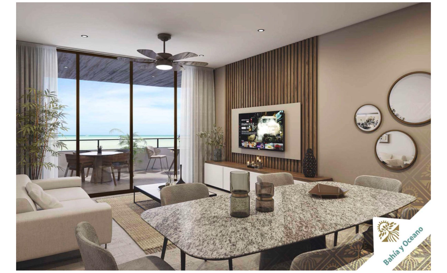 Sala y comedor de los modelos Bahía y Océano